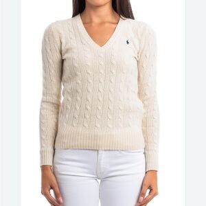 Polo Ralph Lauren Cream Cable Knit Sweater Cotton XS